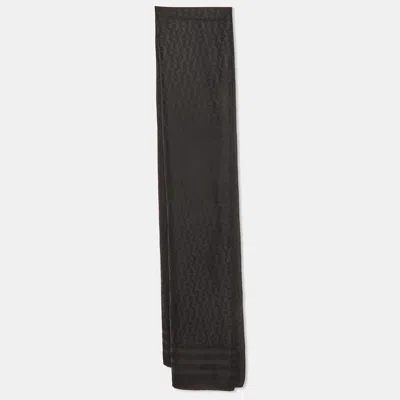 Pre-owned Aigner Black Monogram Jacquard Stole