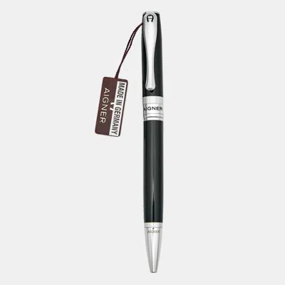 Pre-owned Aigner Black Resin Silver Tone Ballpoint Pen