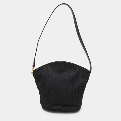 Aigner Black Signature Canvas And Leather Shoulder Bag In Purple