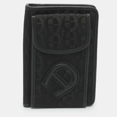 Pre-owned Aigner Black Signature Nylon Bifold