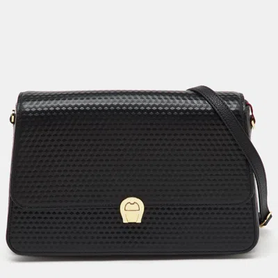 Pre-owned Aigner Black Textured Leather Genoveva Shoulder Bag