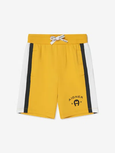 Aigner Kids' Logo-embroidered Drawstring Track Shorts In Yellow