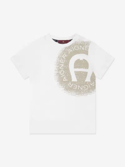 Aigner Kids' Logo-print Cotton T-shirt In White