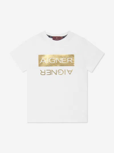 Aigner Kids' Logo-print Cotton T-shirt In White