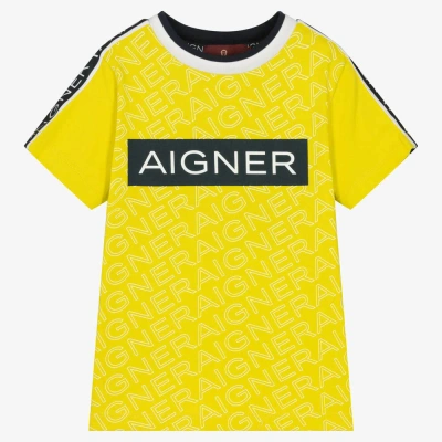 Aigner Kids'  Boys Yellow Cotton Logo T-shirt