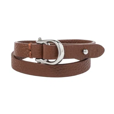 Aigner Brown Leather Double Tour Logo Bracelet In Pink