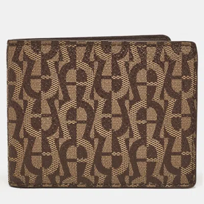 Pre-owned Aigner Brown/beige Signature Coated Canvas Bifold Wallet