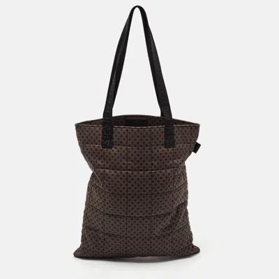 Pre-owned Aigner Brown/black Logo Printed Nylon Tote