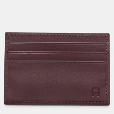 Aigner Burgundy Leather Card Holder In Red