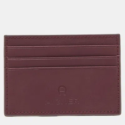 Aigner Burgundy Leather Card Holder In White