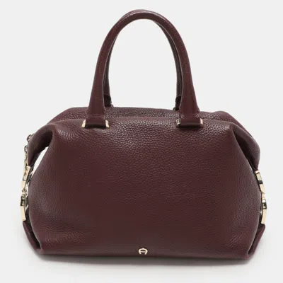 Pre-owned Aigner Burgundy Leather Dome Satchel
