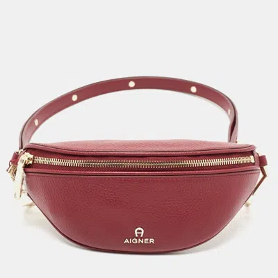 Pre-owned Aigner Burgundy Leather Small Serena Belt Bag