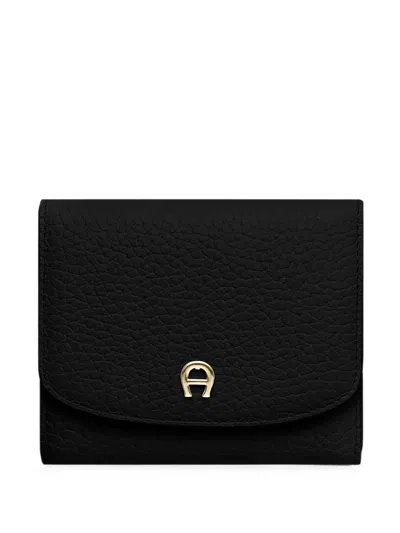 Aigner Carre Soft Grained Wallet In Black