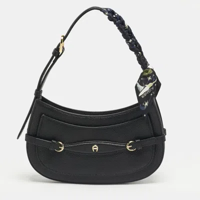 Pre-owned Aigner Cavallo Mini Black Leather Shoulder Bag