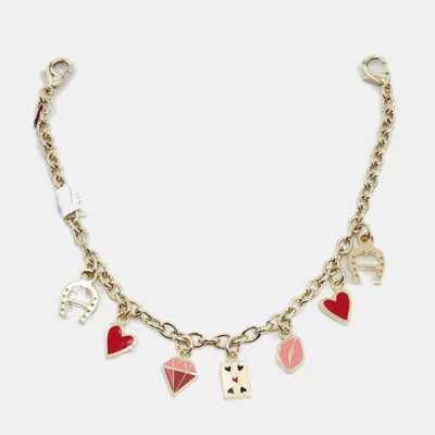 Aigner Charm Enamel Gold Tone Bag Charm