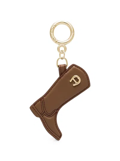 Aigner Ciondollini Boot-motif Leather Keyring In Brown
