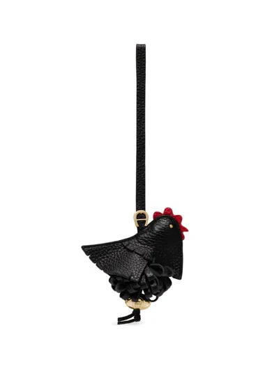Aigner Ciondollini Chicken-shaped Leather Bag Charm In Black