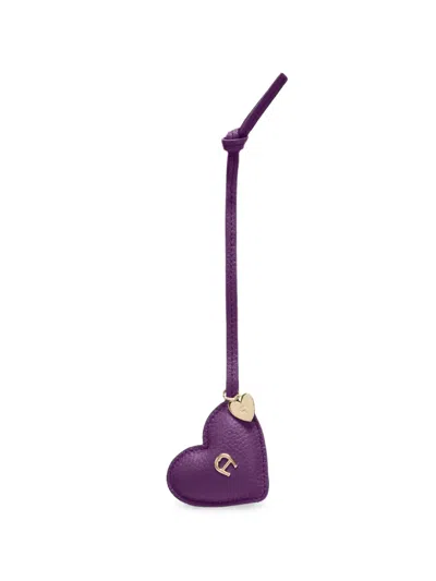 Aigner Ciondollini Heart-shaped Logo-plaque Bag Charm In Purple