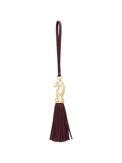 Aigner Ciondollini Horse-head Tassel Bag Charm In Burgundy
