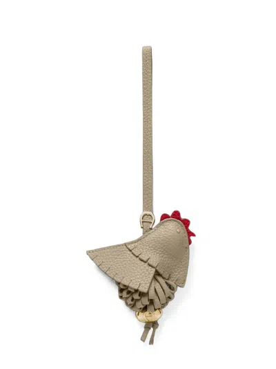 Aigner Ciondollini Leather Bag Charm In Neutral
