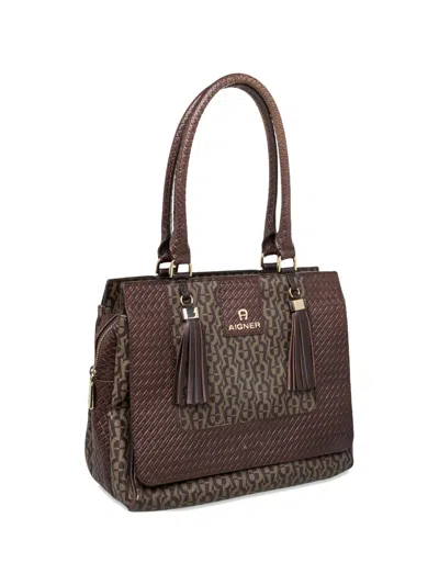 Pre-owned Aigner Coated Canvas Tote Bag In Brown