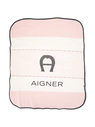 Aigner Colour-block Logo Blanket In Pink