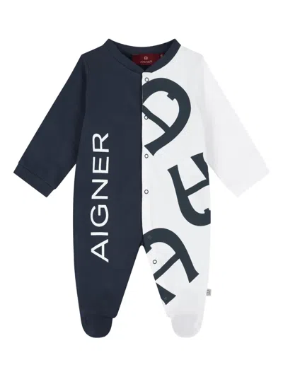 Aigner Colour-block Logo-print Babygrow In Black