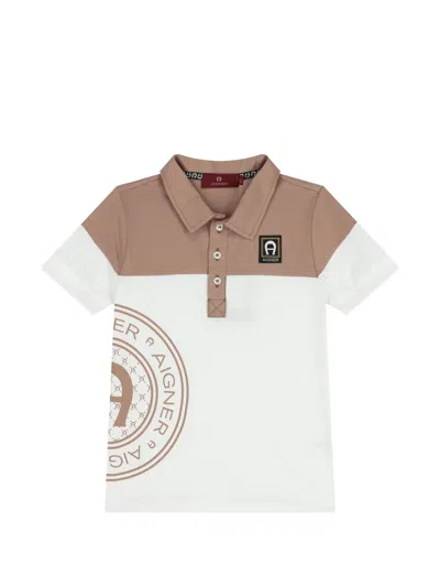 Aigner Kids' Colourblock-design Polo Shirt In White