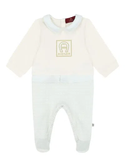 Aigner Contrasting-collar Babygrow In Blue