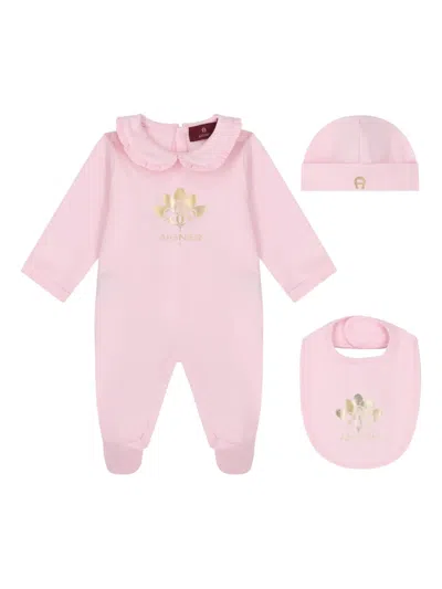 Aigner Cotton Babygrow Set (three Pieces) In Pink