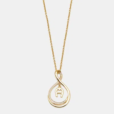 Pre-owned Aigner Crystals Gold Tone Necklace