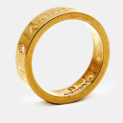Pre-owned Aigner Crystals Gold Tone Ring Size 54