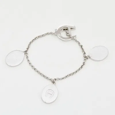 Aigner Crystals Mother Of Pearl Silver Tone Metal Bracelet