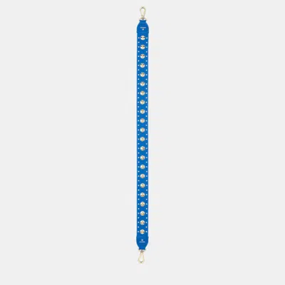 Pre-owned Aigner Cyan Blue Shiny Light Gold Metal Fashion Cyan Blue Strap