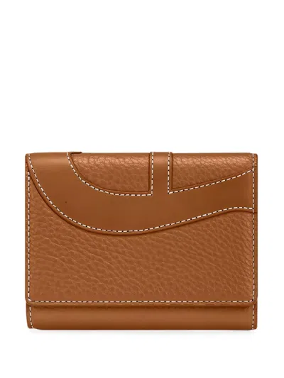 Aigner Deborah Pebbled Leather Wallet In Brown
