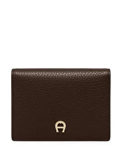 Aigner Delia Grained Leather Wallet In Brown