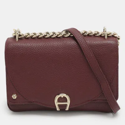 Pre-owned Aigner Diadora Mini Burgundy Leather Crossbody Bag