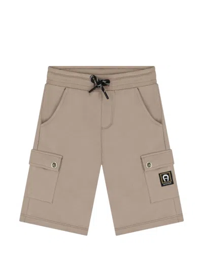 Aigner Kids' Drawstring Cargo Shorts In Gray