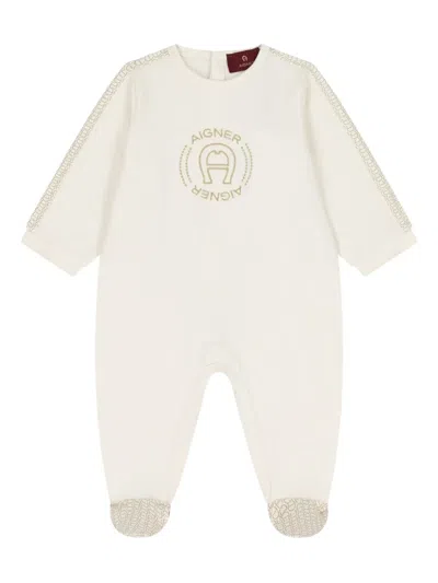 Aigner Embroidered-logo Babygrow In Neutral