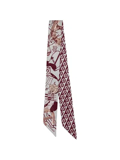 Aigner Equestrian-print Skinny Scarf In Pink