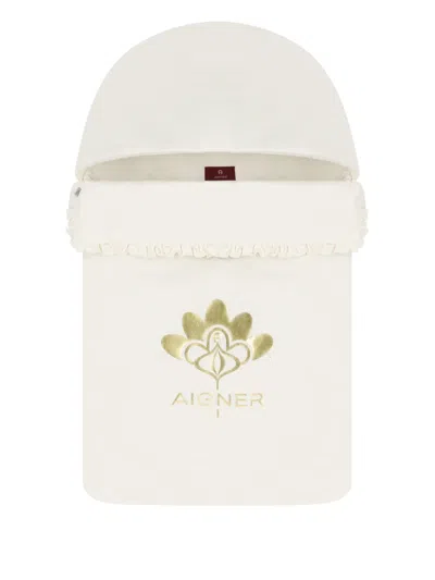 Aigner Floral-motif Logo Baby Nest In White
