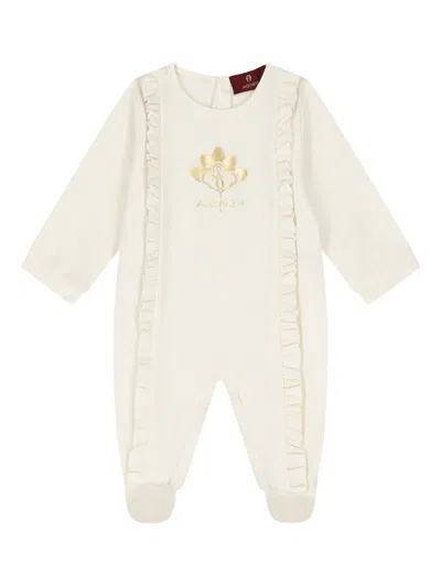 Aigner Frill-detail Babygrow In White