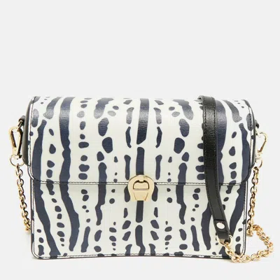 Pre-owned Aigner Genoveva Black/white Printed Leather Shoulder Bag