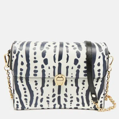 Aigner Genoveva Black/white Printed Leather Shoulder Bag