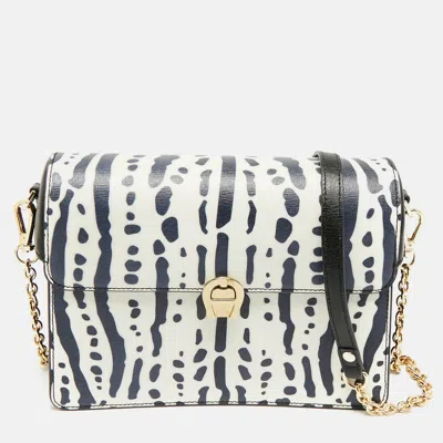 Aigner Genoveva Black/white Printed Leather Shoulder Bag In Multi
