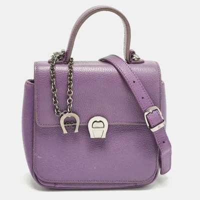Pre-owned Aigner Genoveva Purple Leather Flap Top Handle Bag