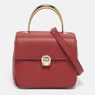 Aigner Genoveva Red Leather Top Handle Bags In Pink