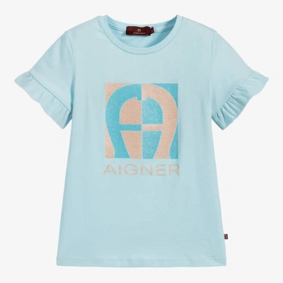 Aigner Kids'  Girls Blue Cotton T-shirt