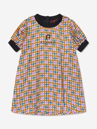 Aigner Babies' Girls Patterned Dress In Yellow