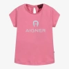 AIGNER AIGNER GIRLS PINK COTTON GLITTER T-SHIRT